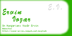 ervin vozar business card