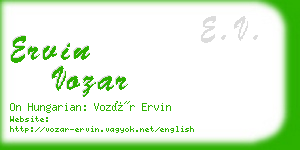 ervin vozar business card